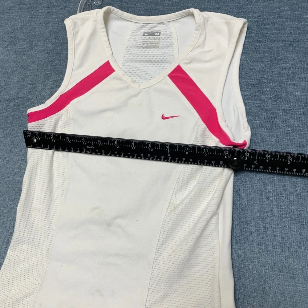 Y2K Nike Tank Top Girls M 10-12 White Pink Swoosh Logo Dri-Fit  Activewear
